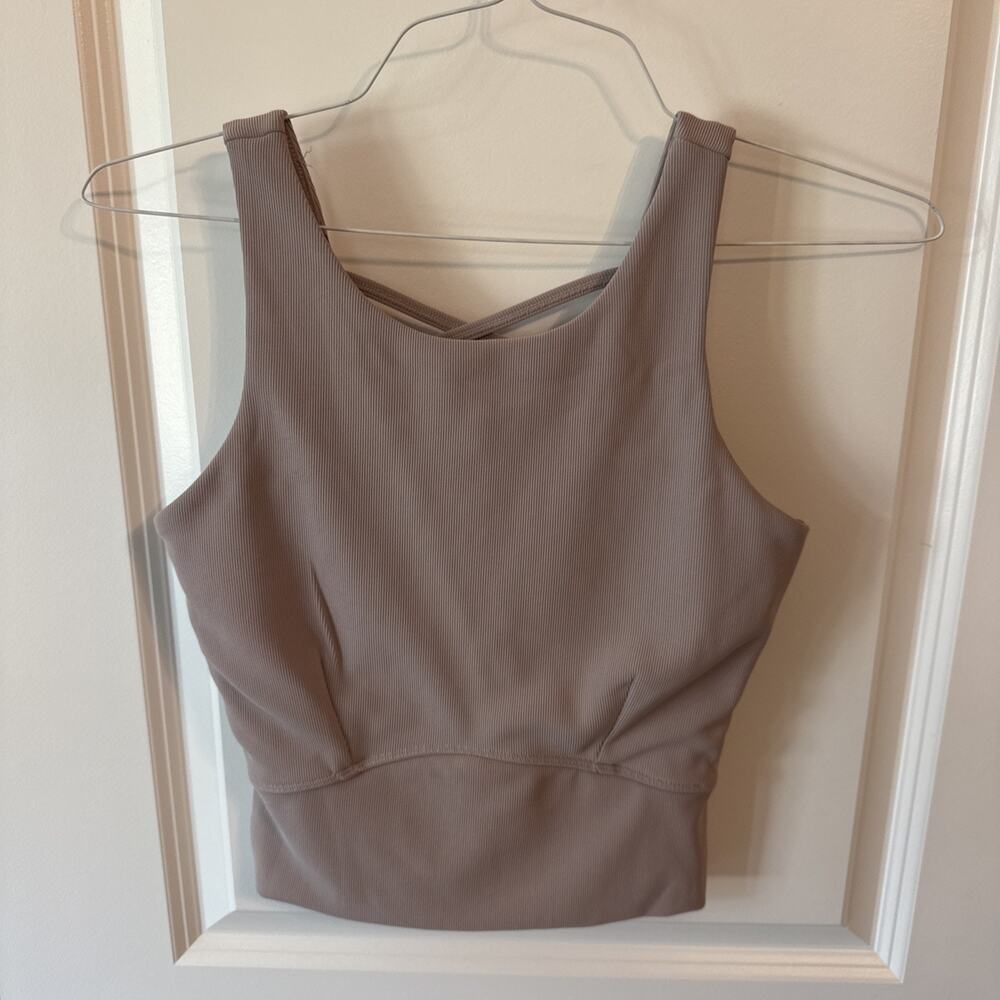 Women’s Move Theology Sports Bra Crop Top Small Taupe Workout